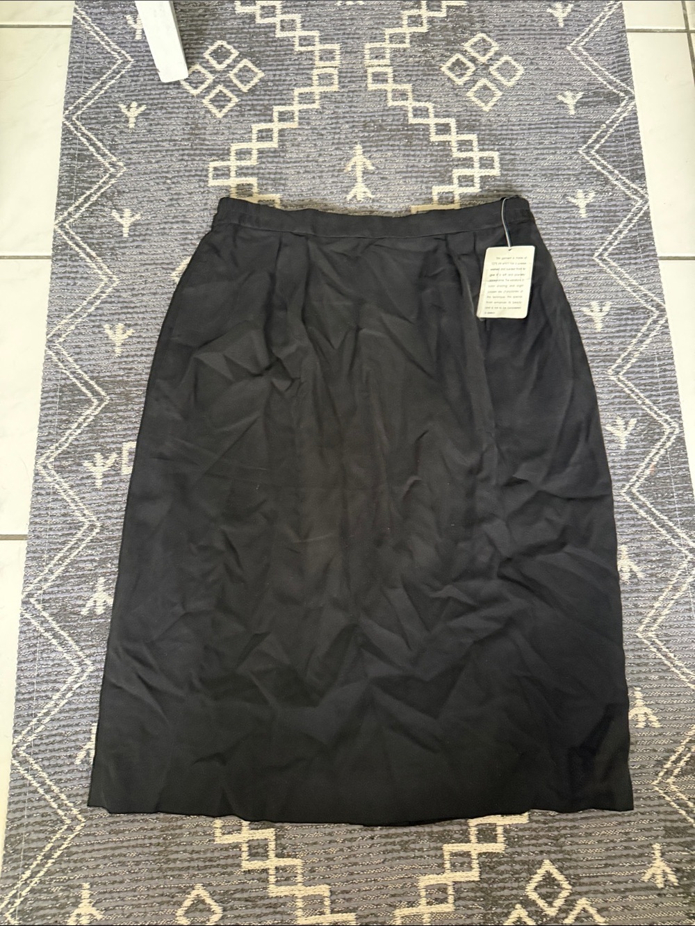 Vintage Deadstock Sueded Silk Pencil Skirt Black Lined Pockets